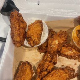 Chicken wings from Hooters.  They are as small as a light switch!  Worst wings in Charlotte.
