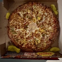 Green pepper, banana pepper & onion pizza
