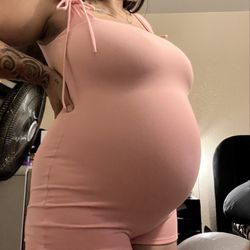 Pink square neck romper