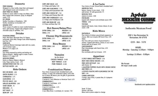 Menu photo 4 Ayda's Mexican Cuisine Rensselaer, IN Menu photo 4 Ayda's Mexican Cuisine Rensselaer, IN