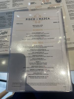 Menu photo 1 Pisco y Nazca Ceviche Gastrobar Doral, FL Menu photo 1 Pisco y Nazca Ceviche Gastrobar Doral, FL