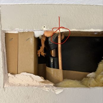 TJ Air Conditioning, Heating and Refrigeration - Screw right into the cooper AC line. Sandeep and his team fixed this hole and added Freon to my unit too. - Heating & Air Conditioning/HVAC Near Me - Las Vegas, Nevada