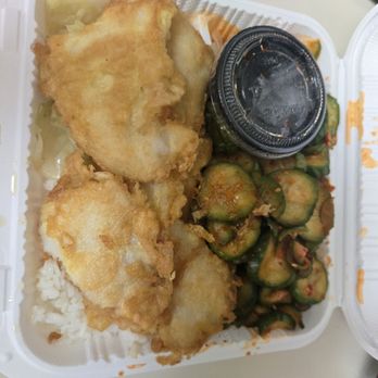Umma's K-BBQ - Mini fish jun over half rice, half cabbage and double portion of spicy cucumbers - Korean Near Me - Lake Forest, California Umma's K-BBQ - Mini fish jun over half rice, half cabbage and double portion of spicy cucumbers - Korean Near Me - Lake Forest, California
