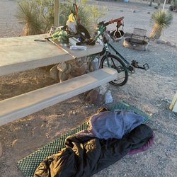 Pancho Villas State Park - Exterior: Z-rest/sleeping bag/"FrankenBike", all at site 14