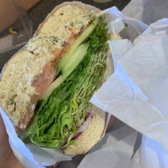 House of Bagels - Albacore Tuna Salad Bagel-Wich on sugar bagel - Bagels Near Me - Mountain View, California House of Bagels - Albacore Tuna Salad Bagel-Wich on sugar bagel - Bagels Near Me - Mountain View, California