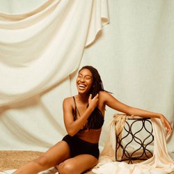 Bare Reverie - Bare Reverie Louise Collection in Midnight Blue Lace and Black Bamboo Cotton.