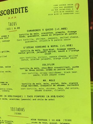 Menu photo 2 Restaurant Escondite Old Port Montreal, QC Menu photo 2 Restaurant Escondite Old Port Montreal, QC