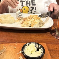 Longhorn Steakhouse - Breaded Parmesan chicken, and mashed potatoes.