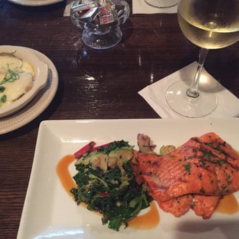 The Old Mill Restaurant - Sockeye Salmon Special served with sautéed kale over a sweet chili sauce,Parmesan Ranch twice baked potatoes.Walnut Crest Pinot. - American Near Me - Austin, Minnesota The Old Mill Restaurant - Sockeye Salmon Special served with sautéed kale over a sweet chili sauce,Parmesan Ranch twice baked potatoes.Walnut Crest Pinot. - American Near Me - Austin, Minnesota