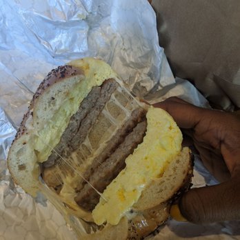 BagelTowne Deli - Sausage egg and cheese on an everything bagel - Bagels Near Me - Rockville, Maryland BagelTowne Deli - Sausage egg and cheese on an everything bagel - Bagels Near Me - Rockville, Maryland
