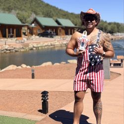 My friend on July 4. View of Lakeside cabin 2,3,4