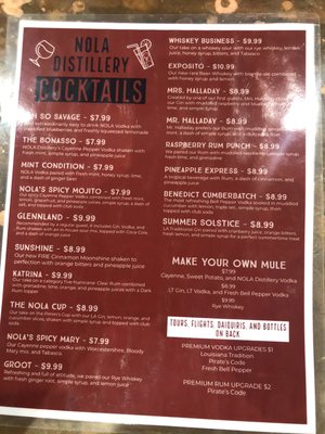Menu photo 2 NOLA Distillery New Orleans, LA Menu photo 2 NOLA Distillery New Orleans, LA