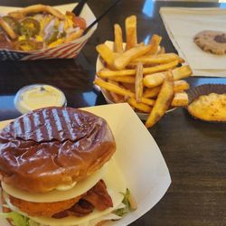 Crazy Eddie's Panini Grill - Chicken sandwich, junkyard dog, battered fries