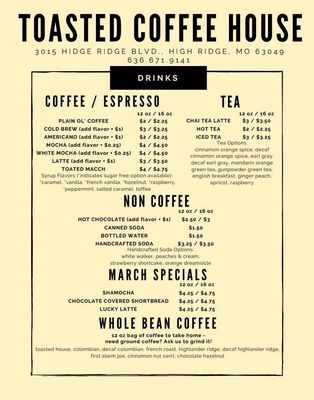 Menu photo 3 Toasted Coffee House High Ridge, MO Menu photo 3 Toasted Coffee House High Ridge, MO