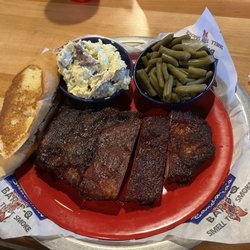 Bandana's Bar-B Q - St. Ann - 1/3 rack ribs, potato salad, green beans and garlic bread.