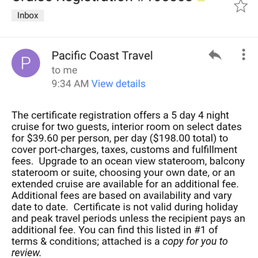 EVERY CRUISE IS A MINIMUM OF 434, WITH PORT FEES, TAXES AND REGISTRATION EVERY CRUISE IS A MINIMUM OF 434, WITH PORT FEES, TAXES AND REGISTRATION