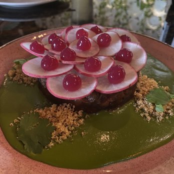 XO Restaurant - Beet Lotus, Emulsified Chimichurri, Shiso Gel, Quinoa - Asian Fusion Near Me - Honolulu, Hawaii XO Restaurant - Beet Lotus, Emulsified Chimichurri, Shiso Gel, Quinoa - Asian Fusion Near Me - Honolulu, Hawaii