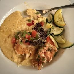 Grouper , grits and vegetables Grouper , grits and vegetables