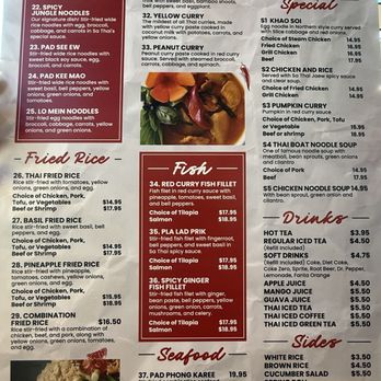 Sa Thai - Menu back page - Salad Near Me - Albuquerque, New Mexico