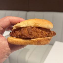 Chick-fil-A Chicken Sandwich (seasoned boneless chicken breast, freshly breaded, on a toasted, buttery bun with dill pickle chips)