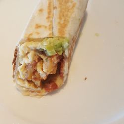 Virgin Atlantic Clubhouse - Breakfast Burrito Served at Virgin Atlantic Clubhouse North Terminal at LGW