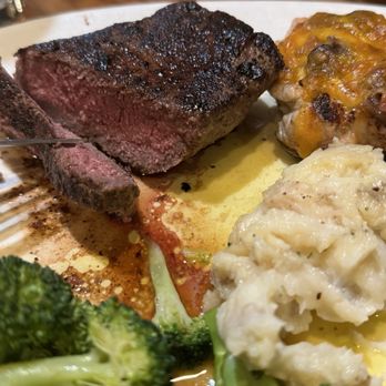 Outback Steakhouse - Sirloin with Alice Springs Chicken® , and side of mashed potatoes.  And broccoli. - Steakhouses Near Me - Modesto, California