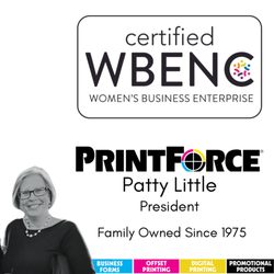 PrintForce - Patty Little, owner and graphic designer, and printer.