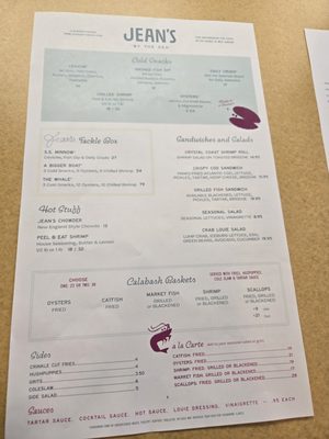 Menu photo 1 Jean’s By the Sea Durham, NC Menu photo 1 Jean’s By the Sea Durham, NC