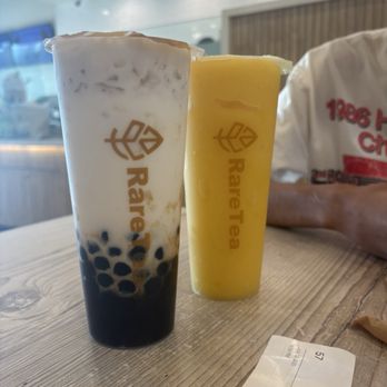 RareTea - Carmalized Caramelized Brown Sugar Boba Fresh Milk & Mango Smoothie - Bubble Tea Near Me - Rancho Cucamonga, California