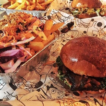 Original Patty Men - Another shot of a magic mushrook burger and triple cooked slaw fries - Burgers Near Me - Birmingham, XWM