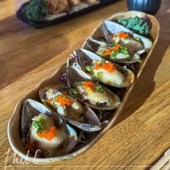 Sushi Mura - Baked Green Mussels appetizer -yum! - Sushi Bars Near Me - Buena Park, California Sushi Mura - Baked Green Mussels appetizer -yum! - Sushi Bars Near Me - Buena Park, California