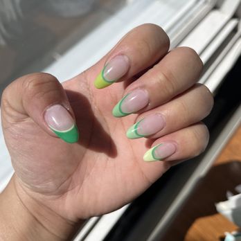 Tootsie Toes - Green French tip nails. Gel Extensions with Design - Nail Salons Near Me - San Francisco, California Tootsie Toes - Green French tip nails. Gel Extensions with Design - Nail Salons Near Me - San Francisco, California
