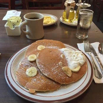 Chace's Pancake Corral - Banana pancakes with coconut syrup, yummm! - American Near Me - Bellevue, Washington