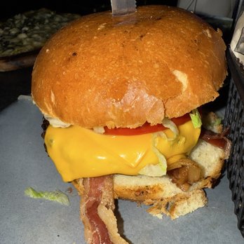 Brimstone Woodfire Grill - BRG Burger with bacon and cheese adds - New American Near Me - Pembroke Pines, Florida
