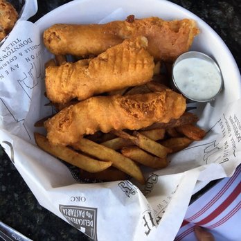 R Bar & Grill - Cod fish n chips. Heavily breaded and bland. Steak fries were good. - American Near Me - Tulsa, Oklahoma