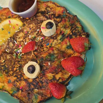 Violet Rooster - Happy Hendricks pancake - Breakfast & Brunch Near Me - Chino Hills, California Violet Rooster - Happy Hendricks pancake - Breakfast & Brunch Near Me - Chino Hills, California