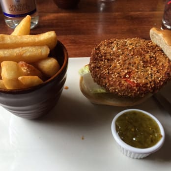 Snow Goose - Veggie burger and triple cooked chips - Pubs Near Me - Inverness, HLD Snow Goose - Veggie burger and triple cooked chips - Pubs Near Me - Inverness, HLD