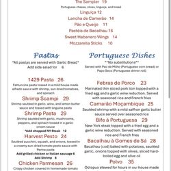 1429 Cuisine - Front of Lunch menu