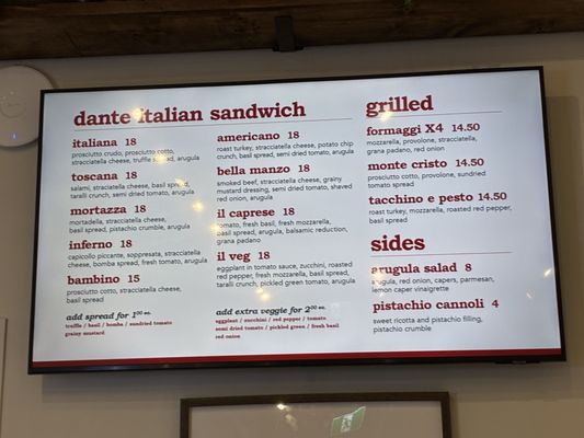 Menu photo 1 Dante Italian Sandwich Vancouver, BC Menu photo 1 Dante Italian Sandwich Vancouver, BC
