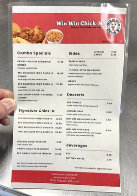 Menu photo 3 Win Win Chick-N Richmond, BC Menu photo 3 Win Win Chick-N Richmond, BC
