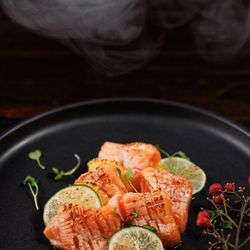 Omakase Soonsu - Smoked Seared Salmon sushi