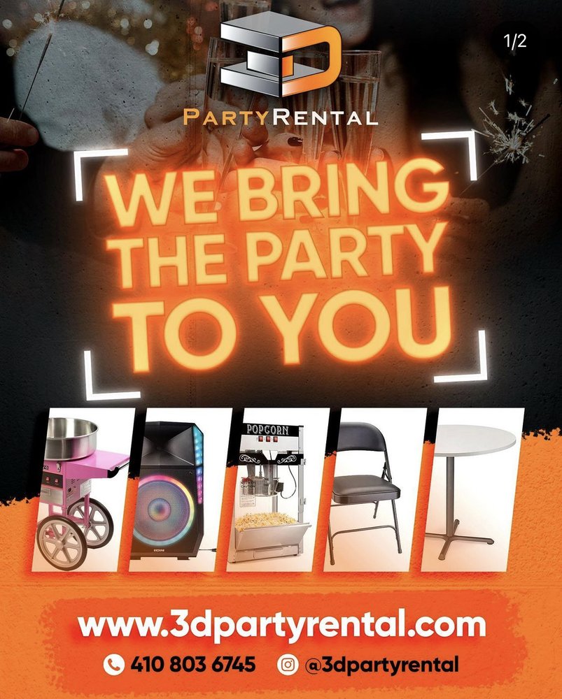 3D PARTY RENTAL Updated July 2024 Columbia, Maryland Party