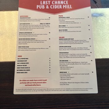 Last Chance Pub & Cider Mill - Current menu - New American Near Me - Billings, Montana