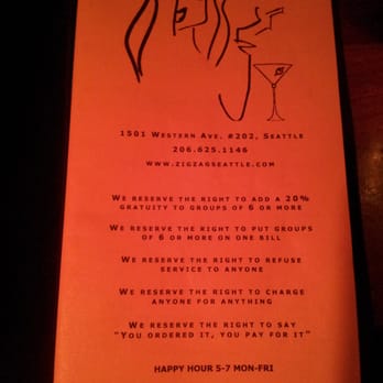 Zig Zag Cafe - "If we mess up your order, it's your fault". Read the bottom 2 lines - New American Near Me - Seattle, Washington