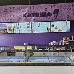 Katrina Ice Cream Shop - Front of shop with digital menu