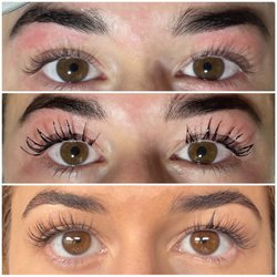 Eyebrows Threading & Spa - Before eyelash lift, after the procedure, and 48 hours after when i finally washed them!!