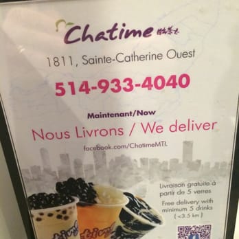 Chatime - Delivery if you live close by or are lazy to get off the couch! - Bubble Tea Near Me - Montreal, Quebec Chatime - Delivery if you live close by or are lazy to get off the couch! - Bubble Tea Near Me - Montreal, Quebec