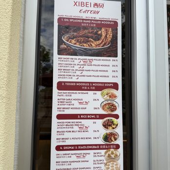 XIBEI Eatery - Menu outside of restaurant - Chinese Near Me - Santa Ana, California
