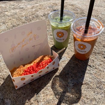 Mochinut Poway - Hot Cheetos dog. Thai tea. Matcha tea was the best one - Desserts Near Me - Poway, California
