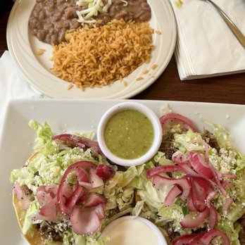 El Buen Sazón - Carnitas tostadas with rice and beans - Breakfast & Brunch Near Me - San Jose, California
